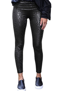 Shiny Leopard Casual Textured Leggings